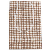 Trendy Brown Gingham Kariert Mittlere Geschenktüte (Vorderseite)