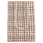 Trendy Brown Gingham Kariert Mittlere Geschenktüte (Rückseite)