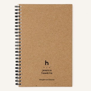 Trendy Brown Kraft Paper Modern Roundy Monogram Notizblock