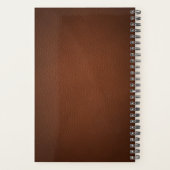Trendy Brown Leather Modern Monogram Weekly Planer (Rückseite)