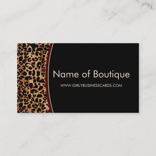 Trendy Brown Leopard Print Moderne Boutique Visitenkarte (Vorderseite)