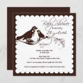 Trendy Brown-Mama-u. -baby-Vogel-Baby-Dusche Einladung (Vorne/Hinten)