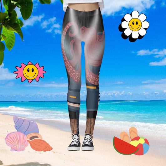 Trendy Brown Octopus Tentacles Gymnastik Frauen Leggings