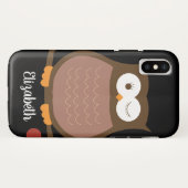 Trendy Brown Owl / Name Cell Phone Case (Rückseite (Horizontal))