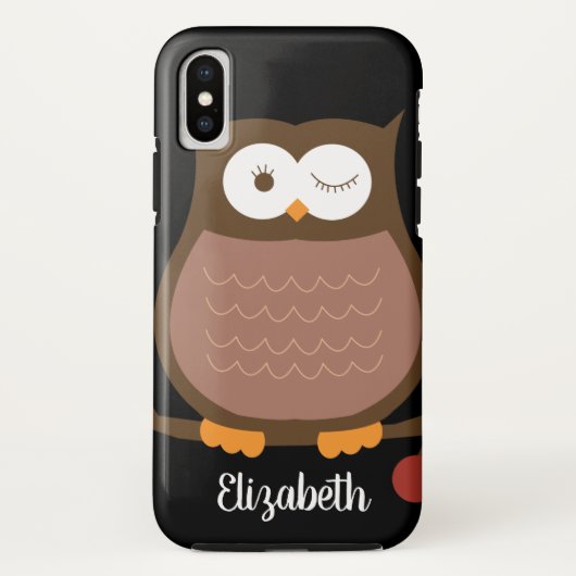 Trendy Brown Owl / Name Cell Phone Case (Rückseite)