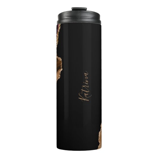 Trendy Brown und Gold Agate marmoriert Thermosbecher (Vorderseite)