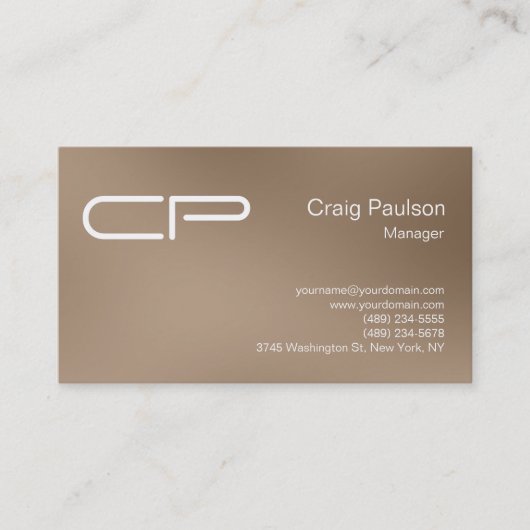 Trendy Browny Chic Monogram Business Card Visitenkarte (Vorderseite)
