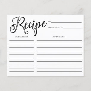 Trendy Brush Calligraphy Brautparty Rezept Card