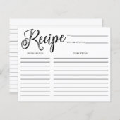 Trendy Brush Calligraphy Brautparty Rezept Card (Vorne/Hinten)