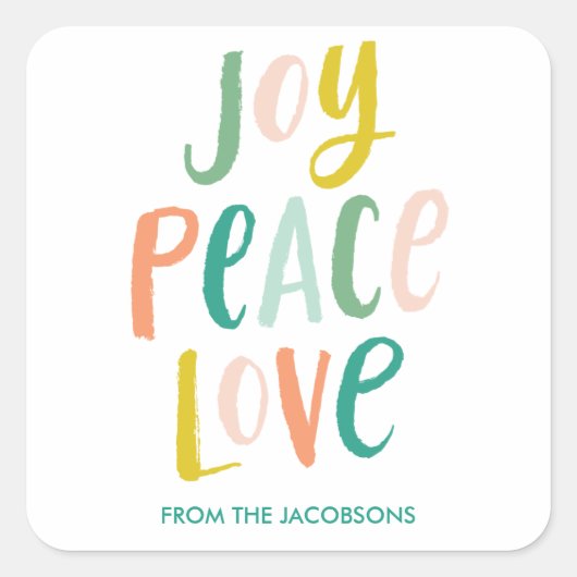 Trendy Brush Letters Weihnachtskleber Quadratischer Aufkleber (Vorderseite)