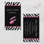 Trendy Brush Pink und Black Zebra Hair Salon Visitenkarte (Vorne/Hinten)