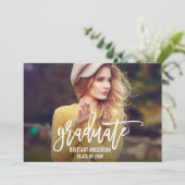 Trendy Brush Script Abschluss Announccard Ankündigung (Stehend Vorderseite)