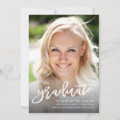 Trendy Brush Script Foto Abschluss Ankündigung (Vorderseite)