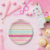 Trendy Brush Stripes Gold Glitzer Paper Teller (Party)