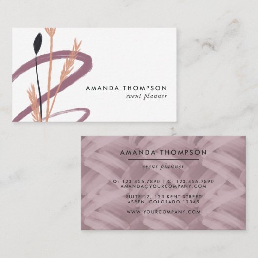 Trendy Brush Strokes Collage Business Card Visitenkarte (Vorne/Hinten)