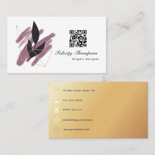 Trendy Brush Strokes Collage Business Card Visitenkarte (Vorne/Hinten)