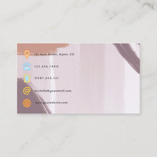 Trendy Brush Strokes Collage Business Card Visitenkarte (Rückseite)