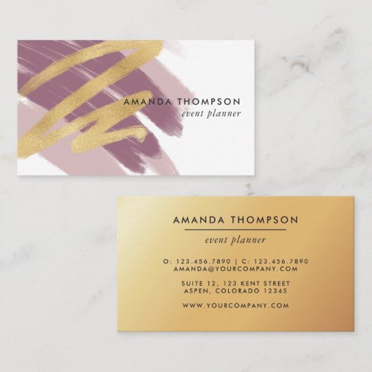 Trendy Brush Strokes Collage Business Card Visitenkarte (Vorne/Hinten)