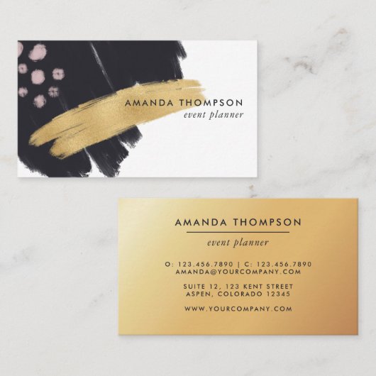 Trendy Brush Strokes Collage Business Card Visitenkarte (Vorne/Hinten)