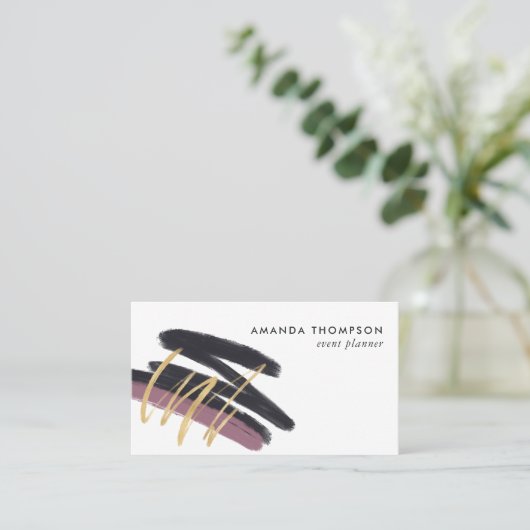 Trendy Brush Strokes Collage Business Card Visitenkarte (Stehend Vorderseite)