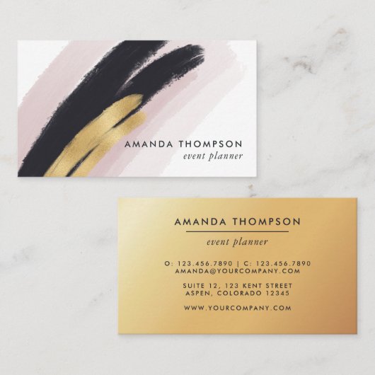 Trendy Brush Strokes Collage Business Card Visitenkarte (Vorne/Hinten)
