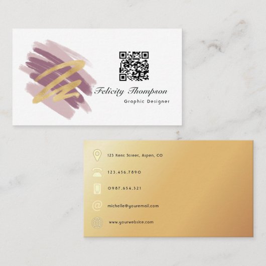 Trendy Brush Strokes Collage Business Card Visitenkarte (Vorne/Hinten)