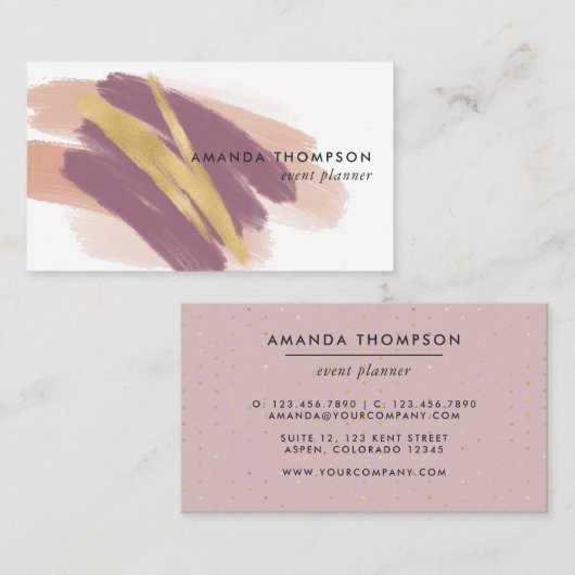 Trendy Brush Strokes Collage Business Card Visitenkarte (Vorne/Hinten)