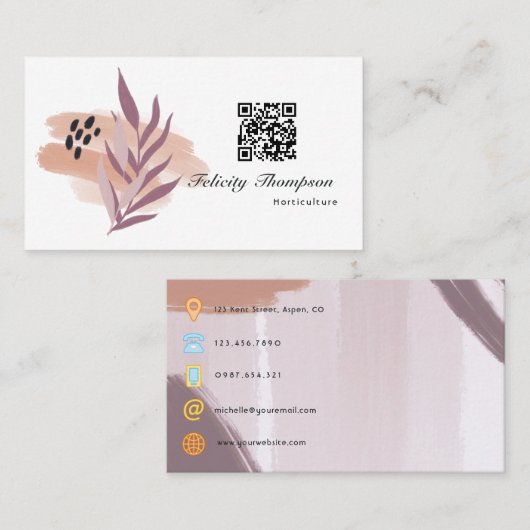 Trendy Brush Strokes Collage Business Card Visitenkarte (Vorne/Hinten)