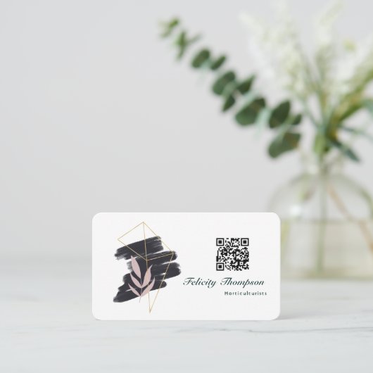 Trendy Brush Strokes Collage QR Code Visitenkarte (Stehend Vorderseite)