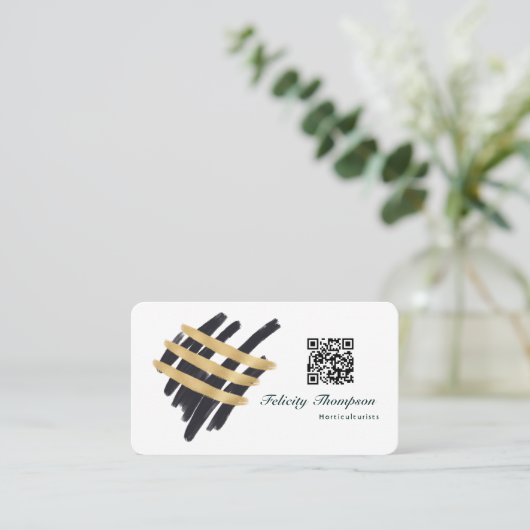 Trendy Brush Strokes Collage QR Code Visitenkarte (Stehend Vorderseite)