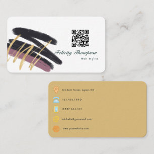 Trendy Brush Strokes Collage QR Code Visitenkarte