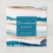 Trendy Brushstrokes Wasserfarben Einzigartig Blaue Quadratische Visitenkarte (Vorderseite)