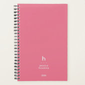 Trendy Bubblegum Pink Modern Monogram Weekly Planer (Vorderseite)