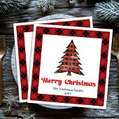 Trendy Buffalo Christmas Napkin Editable Design Serviette