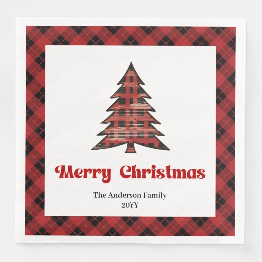 Trendy Buffalo Christmas Napkin Editable Design Serviette (Vorderseite)