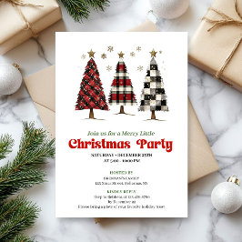 Trendy buffalo plaid Christmas tree editable  Einladung
