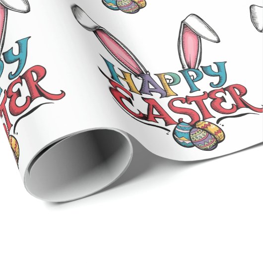 Trendy Bunny Ears  Easter Eggs Wrapping paper Geschenkpapier (Rolleneckpunkt)