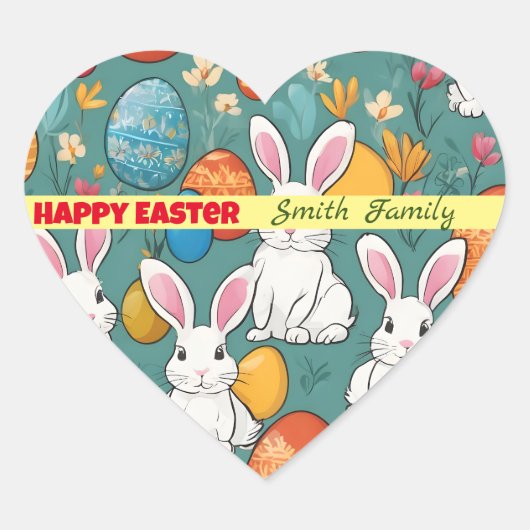 Trendy Bunny Oaster Collection Herz-Aufkleber (Vorderseite)