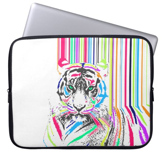 trendy bunter, lebendiger Neonstreifen Tigerschmer Laptopschutzhülle (Vorderseite)