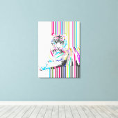 trendy bunter, lebendiger Neonstreifen Tigerschmer Leinwanddruck (Insitu (Holzboden))