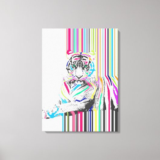 trendy bunter, lebendiger Neonstreifen Tigerschmer Leinwanddruck (Vorderseite)