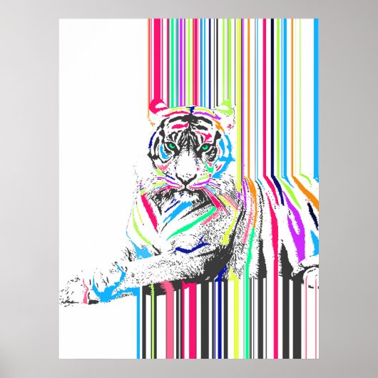 trendy bunter, lebendiger Neonstreifen Tigerschmer Poster (Vorne)