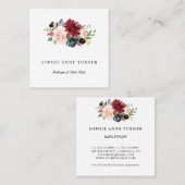 Trendy Burgundy Blume Beruflich Beauty Salon Quadratische Visitenkarte (Vorne/Hinten)