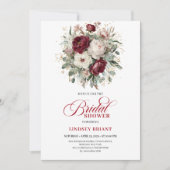Trendy Burgundy Greenery Bridal Shower Invitation Einladung (Vorderseite)