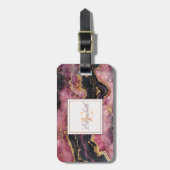 Trendy Burgundy Stone Marmortextur, Monogramm Gepäckanhänger (Vorderseite vertikal)