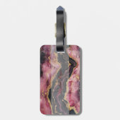 Trendy Burgundy Stone Marmortextur, Monogramm Gepäckanhänger (Rückseite vertikal)