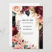 Trendy Burgundy Typografie Save The Date (Vorne/Hinten)