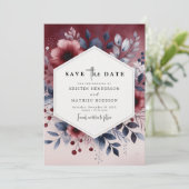 Trendy Burgundy Wedding Save The Date (Stehend Vorderseite)