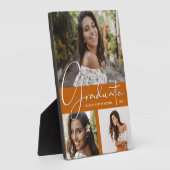 Trendy Burnt Orange Abschluss FotoCollage Fotoplatte (Seite)