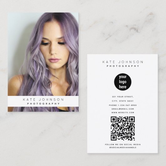 Trendy Business Logo Fotograf Foto Visitenkarte (Vorne/Hinten)